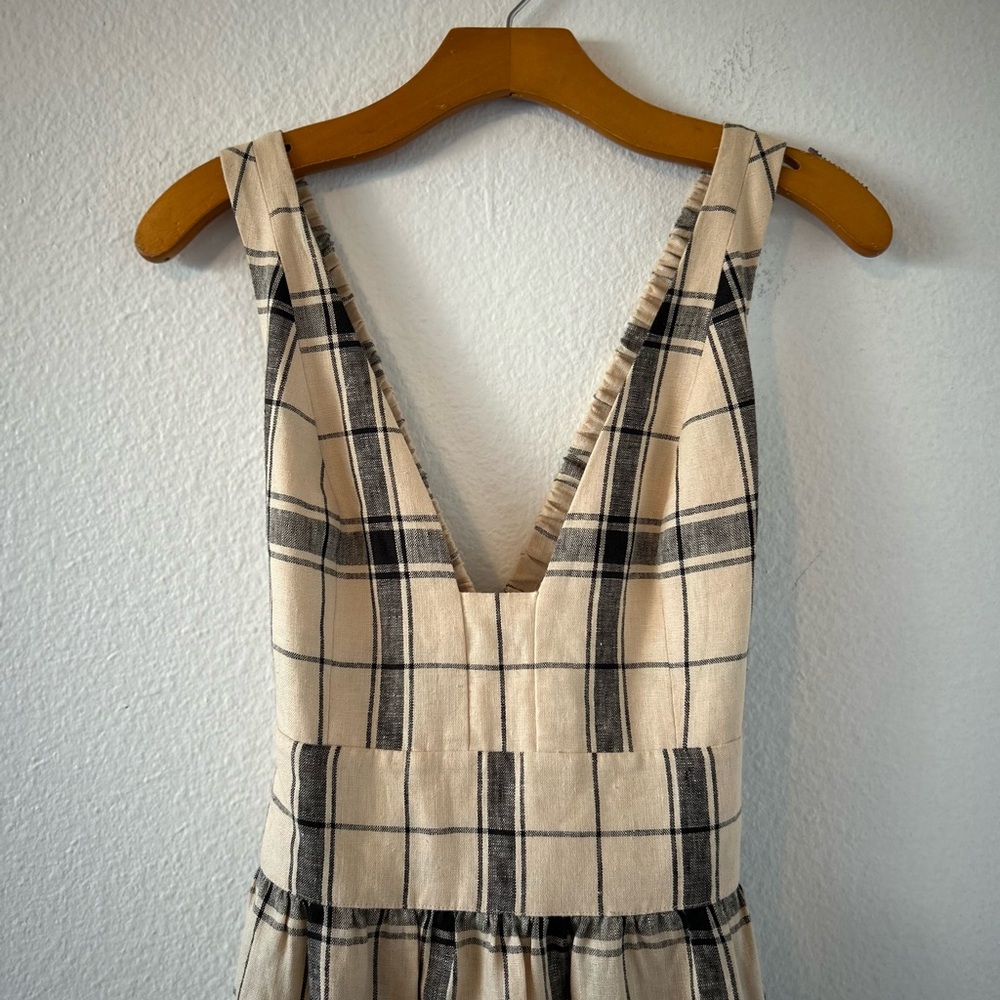 Shona Joy Indra Linen Plunged Cross Back Midi Dress Size 4 - Picture 9 of 14